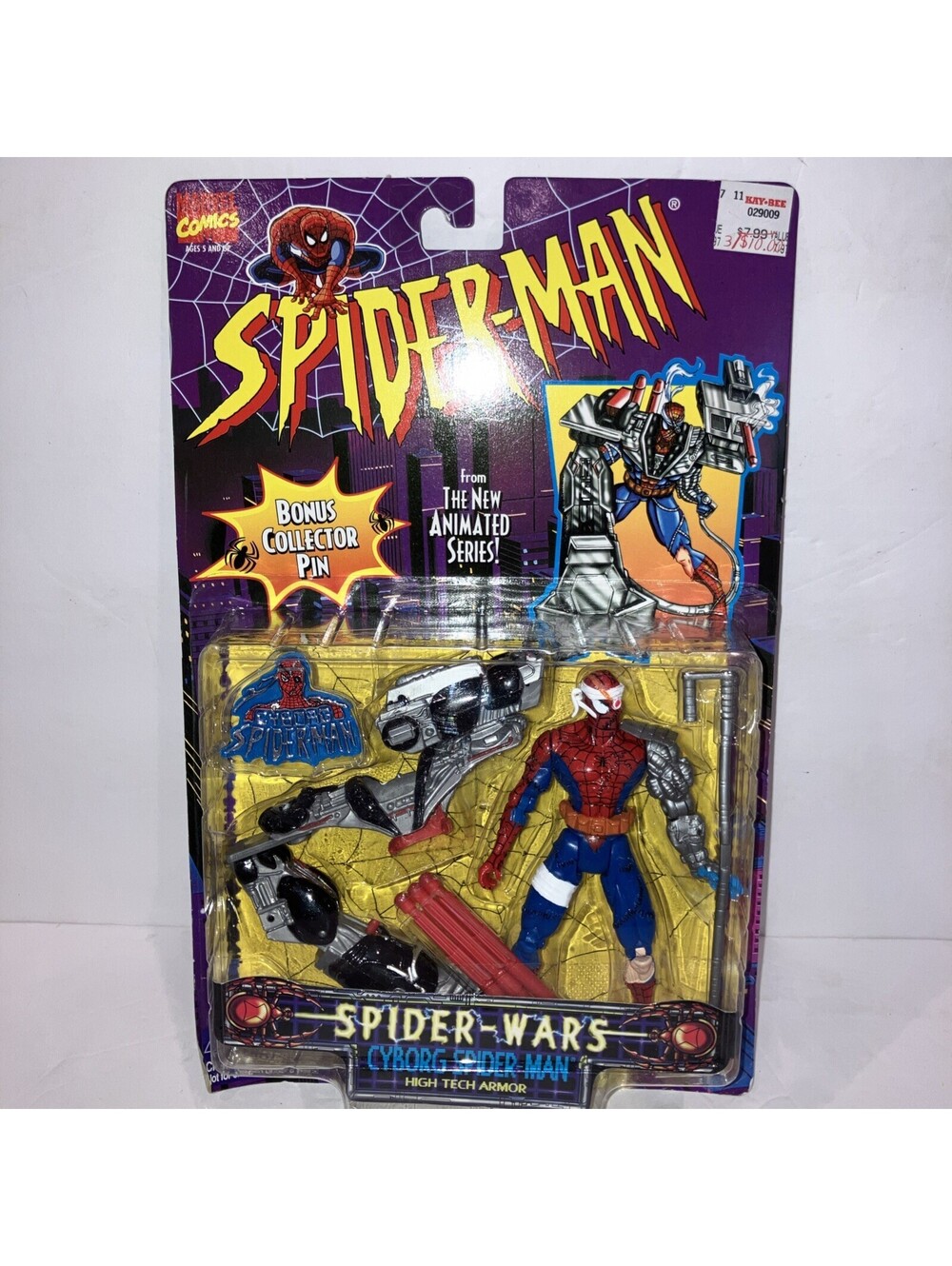 VINTAGE 1996 Toy Biz CYBORG SPIDERMAN Figure Spider Wars High Tech Armor NEW